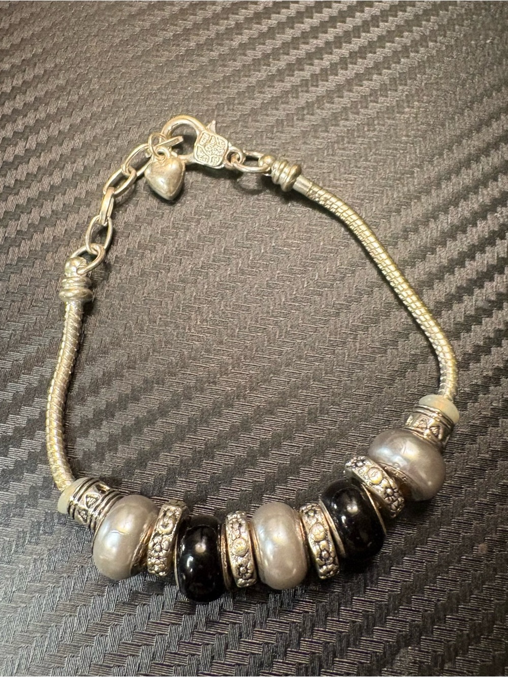 Silver-Tone Charm Style Beaded Bracelet - Picture 3 of 4